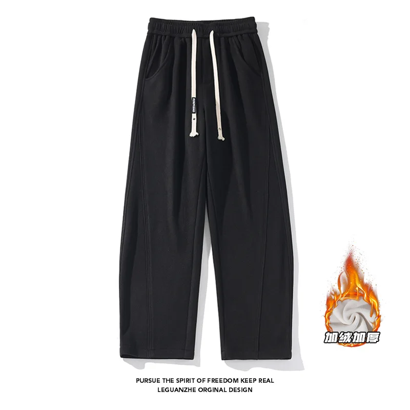 【Mirrordust】2025 Winter Plus Size Fleece-Lined Thickened Water-Resistant Pants Warm Casual Outdoor Sports Sweatpants M-5X