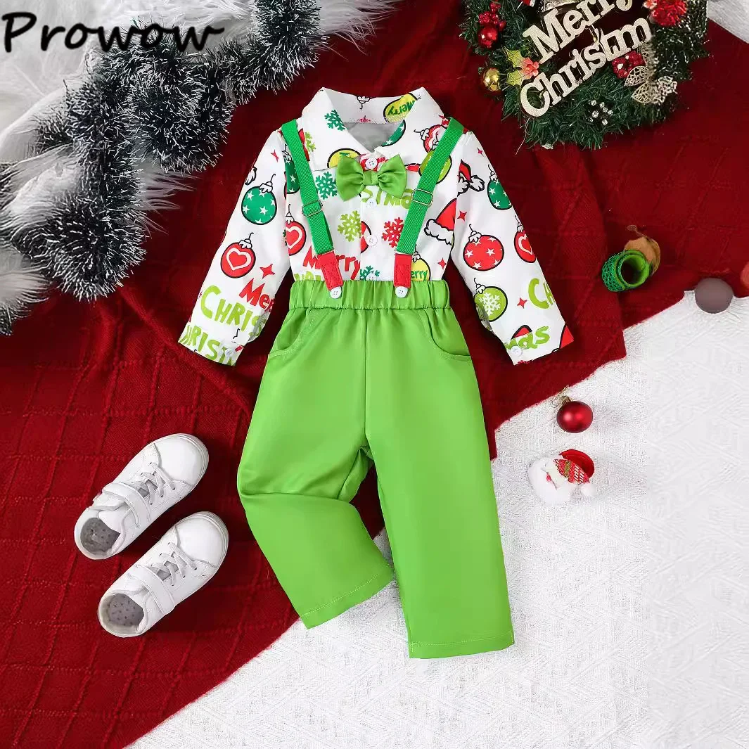 Cheap Baby Boys Christmas Outfits For Kids Gentleman Necktie Boy Shirts and Y-back Strap Pants Sets Nebworns Christmas Costume