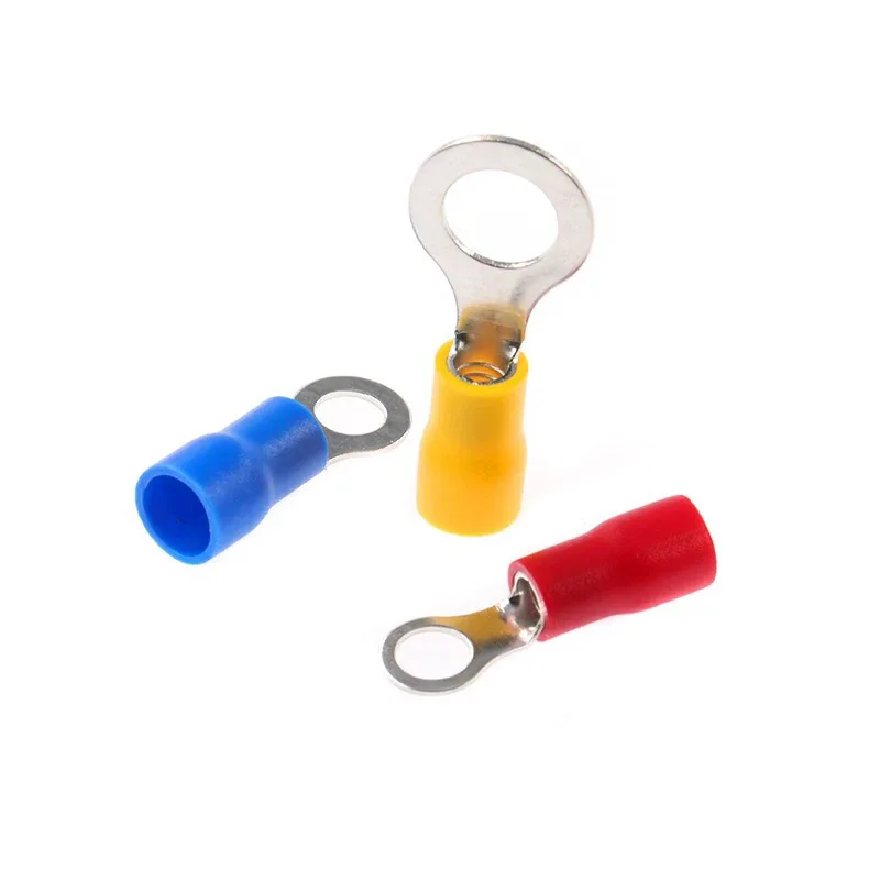 Terminal prensado en frío de punta de cobre tipo O, cable preaislado RV, terminal de conexión prensado en frío, funda de correa para oreja de cable de nariz de cobre