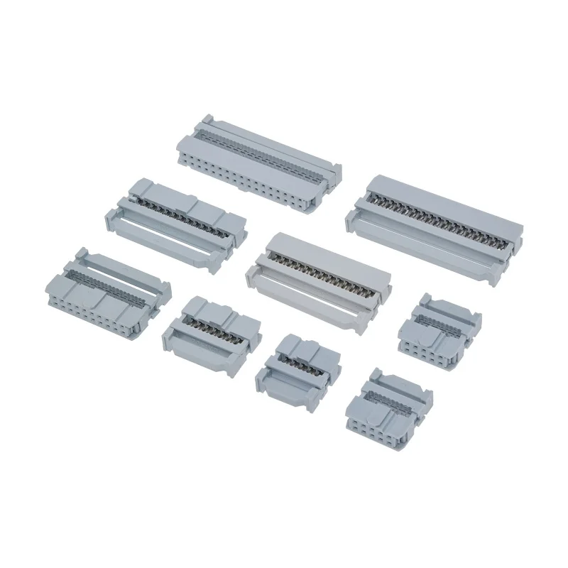 

10pcs 2.54mm 6/10/12/14/16/18/20/24/26/30/34/40/44/50/64P GREY FC IDC Female Header Socket Connector For 1.27mm Pitch Flat Cable