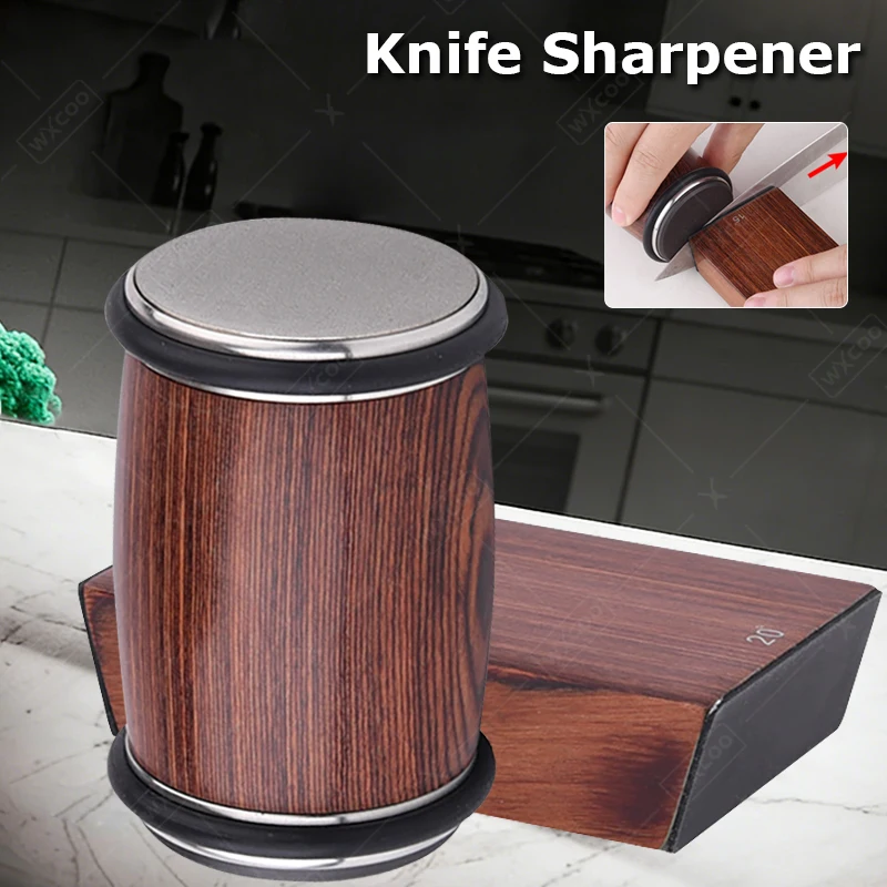 WXCOO 15/20° Rolling Knife Sharpener Kit with Magnetic Angle Rollers Kitchen Sharpening Accessories Whetstone Kitchen Tool