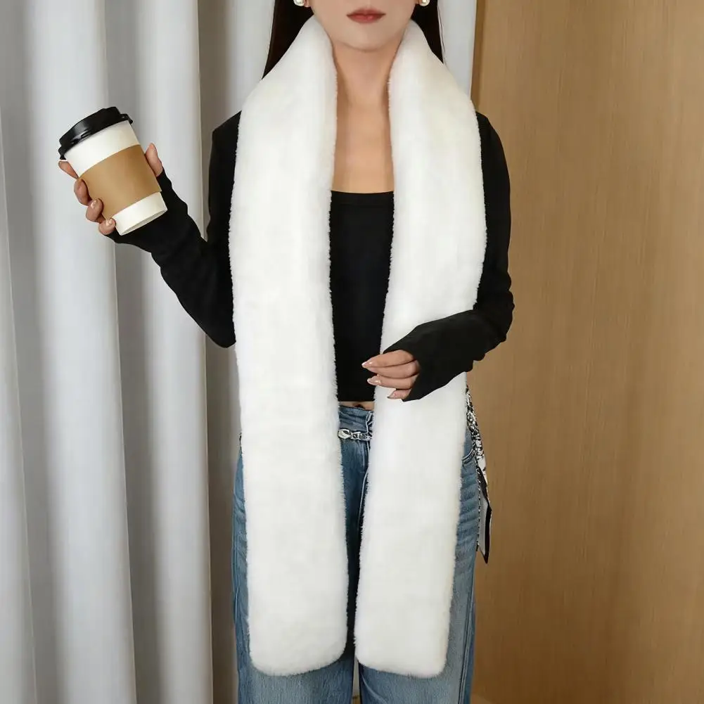 

Warm Color Scarf Luxurious Imitation Rabbit Fur Scarf Versatile Solid Color Design Thickened Warmth for Weather Fashion