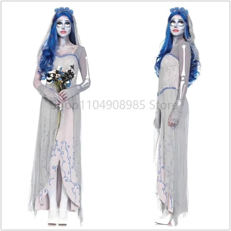 

Halloween New Ghost Bride Role Playing Party Corpse Bride Cosplay Costume Female Horror Vampire Dresses Carnival Dress Up Party