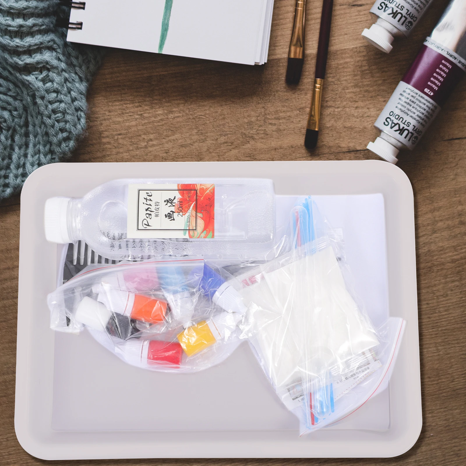 

10Pcs Plastic Art Trays Stackable Transparent Organizer Trays for Kids Craft Beads Painting Activity Supplies Plastic Tray