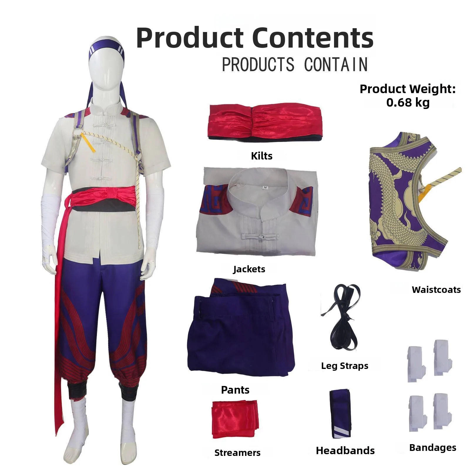 Fsia de Cosplay Real Death Liu Kang, Fsia de loween, Vestuário Tradicional F, Traje Étnico para Apresentaçõ...