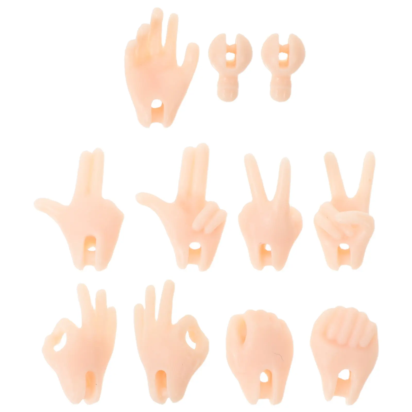 

6Pairs Flexible Movable Joint Hands Plastic Parts Realistic Miniature Crafting Replacements for Small Hand Repair DIY