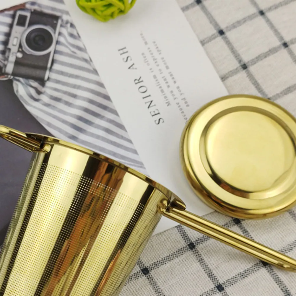Tea Infuser Stainless Steel Golden Finish Strong Build Fine Holes for No Residue Fits Mugs Cups Teapots Easy Dry Gift