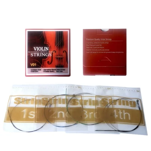 1Set/4 String V01 Violin Strings Universal (G-D-A-E) Imported Steel Core Silver Winding String Medium Gauge - Violin Strings
