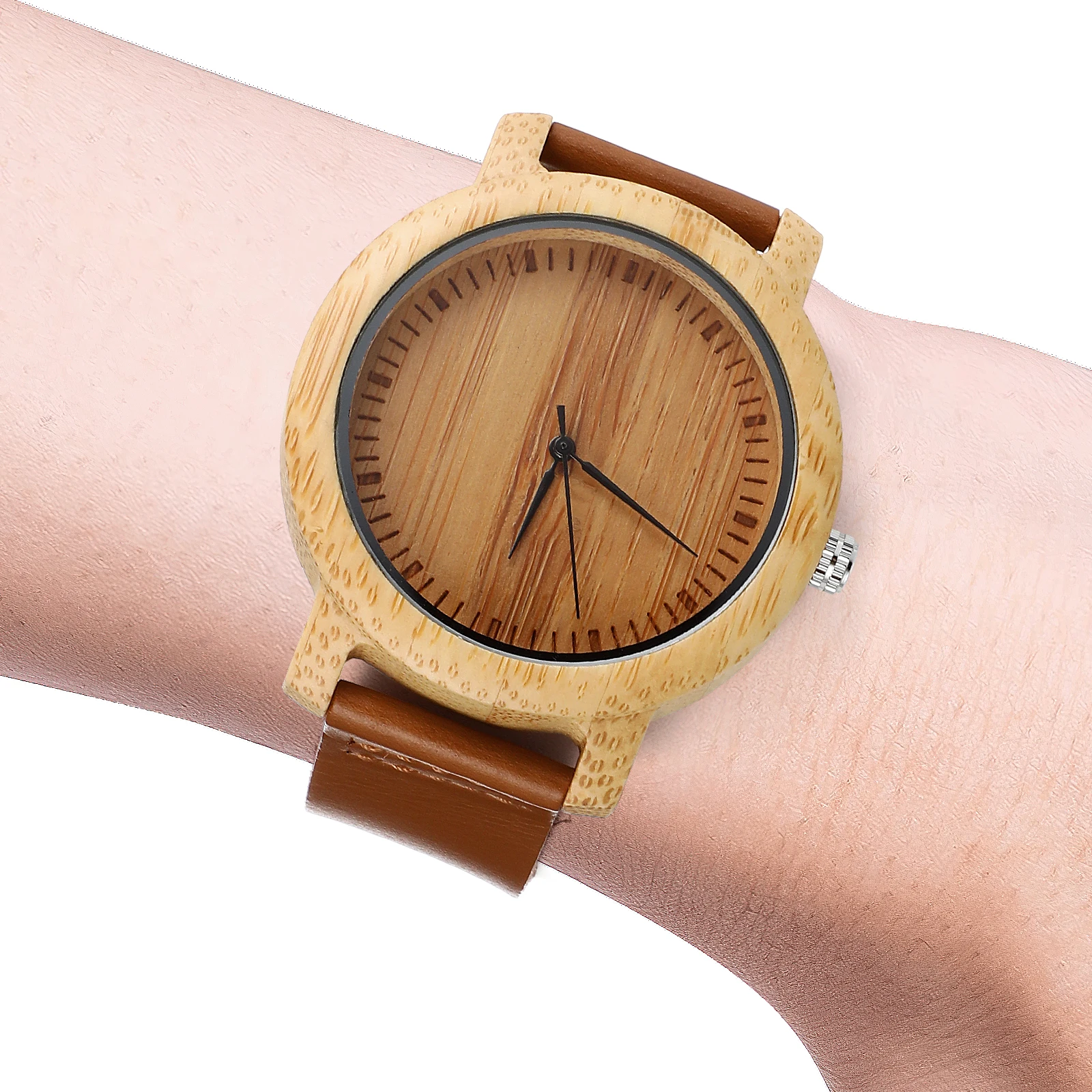 

Bamboo Wood Watch for Men Quartz Movement Lightweight Wristwatch Smooth Strap Precise Time Keeping Gift Idea