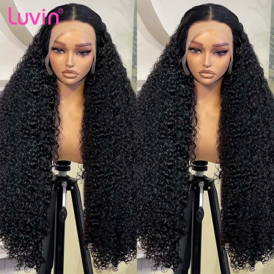 40Inch Deep Wave Frontal Wig Transparent 13x4 13x6 HD Lace Frontal Human Hair Wigs 13x7 Curly Lace Frontal Wigs 200% For Women