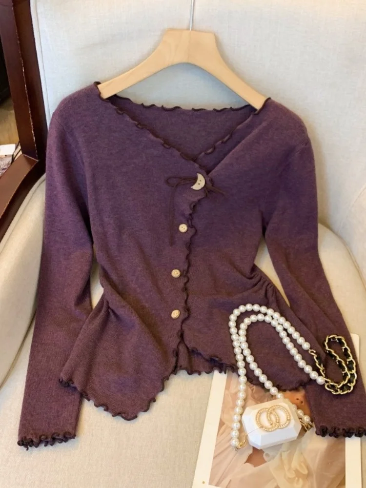 

Уникальный красивый длинный вязаный открытый кардиган све, женский Boting irt, осенний топ с асимметричным дизайном, V-образный вырез, стандартная длина