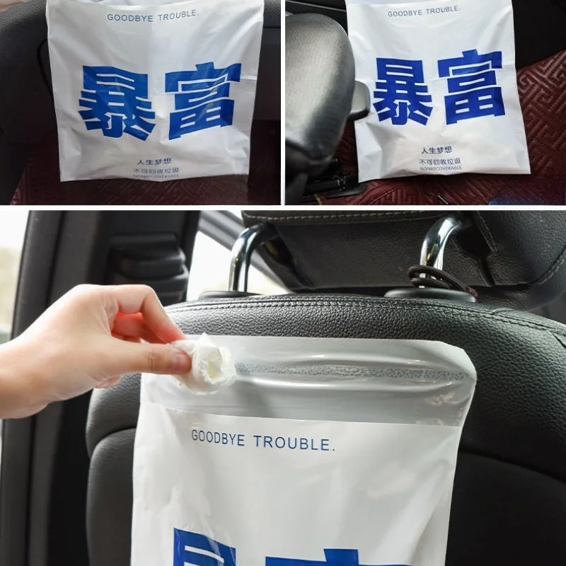 Car Garbage Bag Sticker Type Cute Creative Car Trash Can Hanging Disposable Storage Cleaning Bag For Vehicle Use