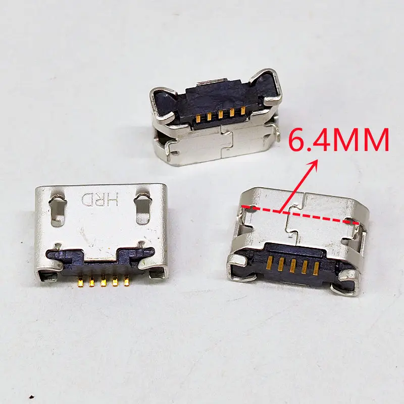 100 piezas de conector micro USB de 5 pines, 5.9mm 6.4mm 7.2mm aguja corta, 5P DIP2, puerto de datos y carga para teléfono, enchufe V8 5