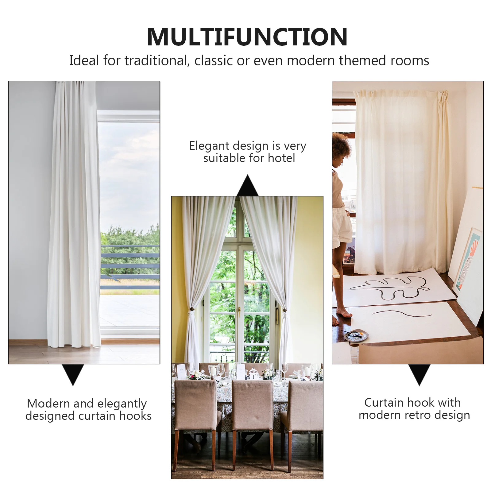 2 قطعة السنانير الستار سبائك الزنك جدار السنانير تصميم أنيق للمنزل ديكور الستار Holdbacks متعددة الاستخدام حامل سبيكة هوك #5