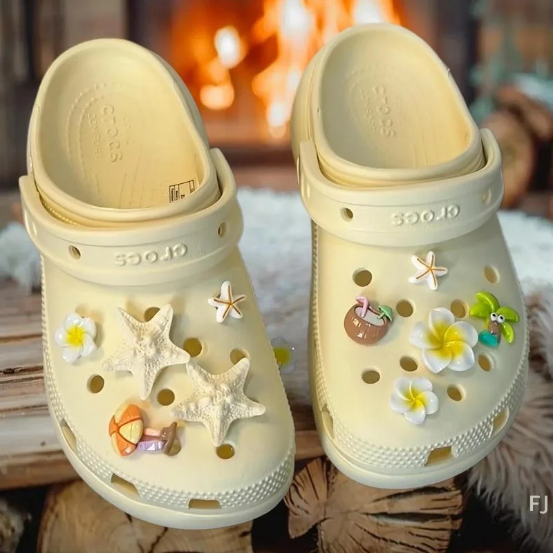 Zestaw ozdobnych zawieszek do butów – rozgwiazda, kokosowa butelka do ogrodowych chodaków