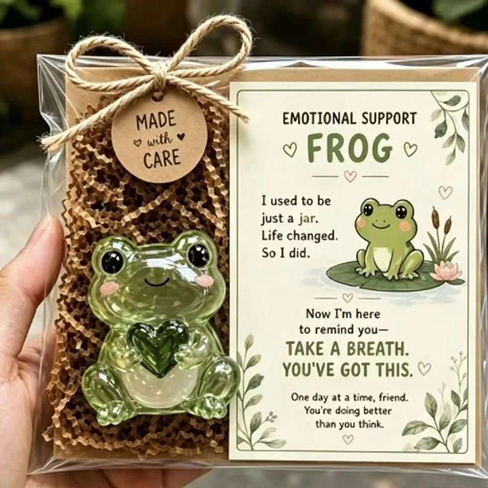 Cute Emotional Support Animal Gift Set Resin Heartwarming Encouragement Card Gift Kit Motivational Inspirational Card