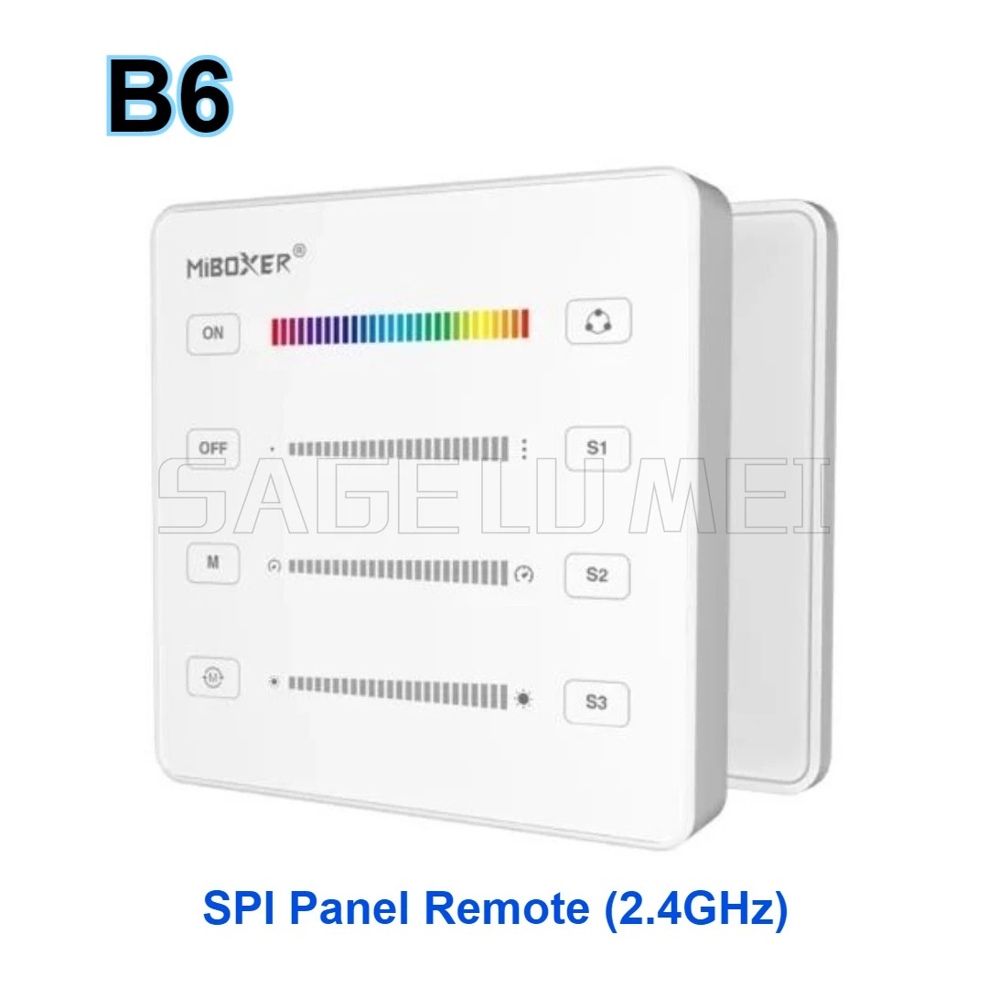 Miboxer SPIR3 3 in 1 ( Single color+RGB+RGBW ) SPI LED Controller B6 2.4G SPI Panel Remote for WS2811 WS2812 WS2815 LED strip