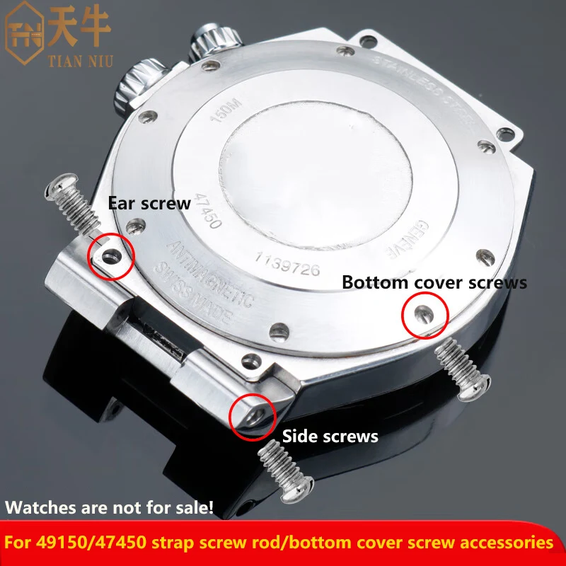 Accessoires de vis de montre pour Vacheror Constantin 49150 47450 OVERSEAS, vis de bracelet de montre, vis de couvercle inférieur de cadran de bielle