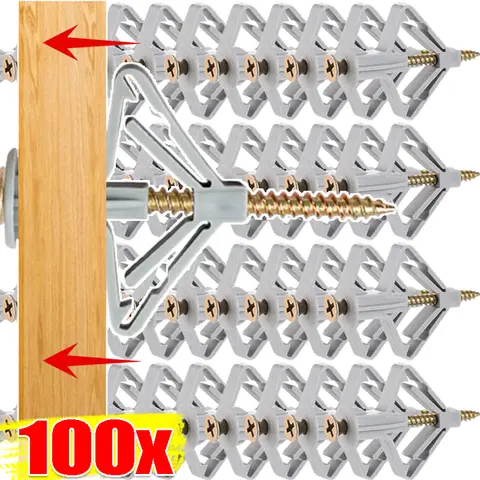 Wholesale Plastic Expansion Pipe Plasterboard Anchor Nylon Aircraft Shape Butterfly Type Drywall Mounting Screw Home Fasteners