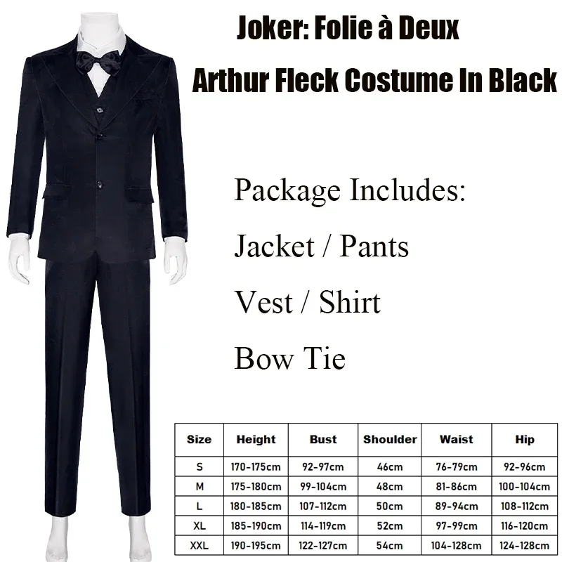 SN88 Adult Arthur White Suit Halloween Costume Movie Joker 2024 Men Cosplay In Black