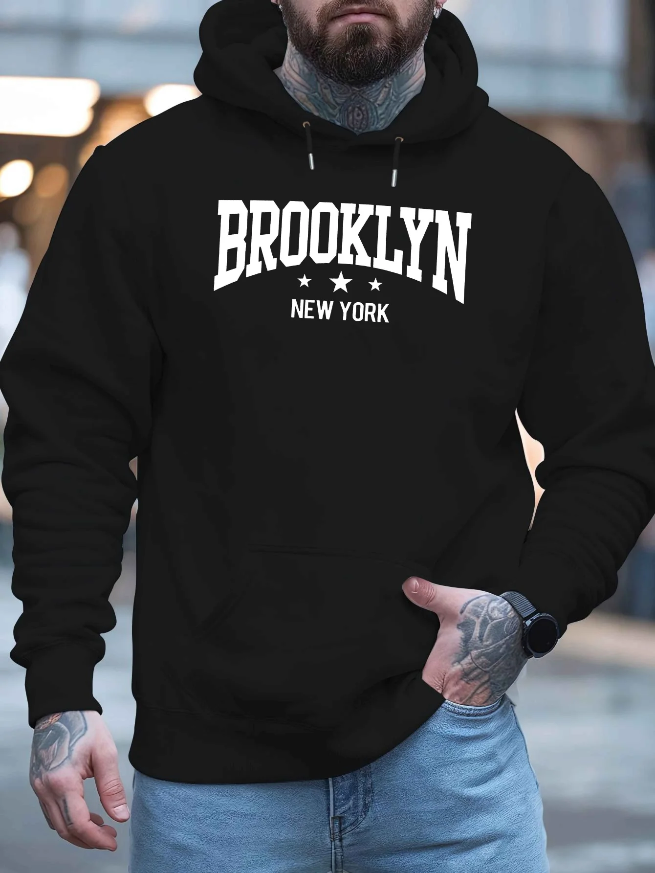 

Мужская толстовка Brooklyn, бархат, оверсайз, весна-осень-зима, большие размеры