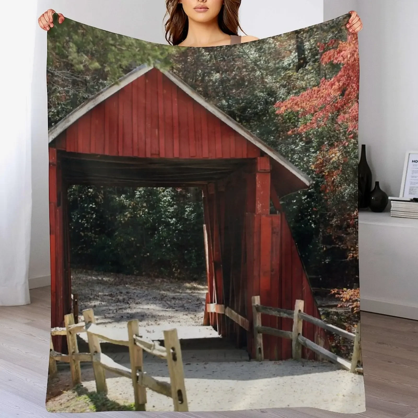 

Campbell's Covered Bridge No 4 Throw Blanket funny gift Decoratives Soft Plaid Summer Beddings Blankets