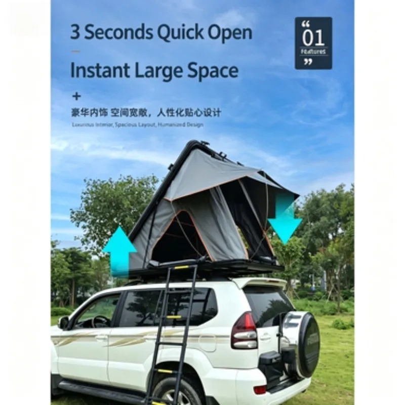 Roof Tent Custom Camping Off-road Vehicle Car Hard Shell Pop-up Roof Tent Rooftop Tent Outdoor 1-3Person Aluminum Hard Shell