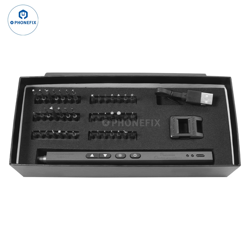 Kit de destornilladores de precisión eléctricos 44 en 1, brocas de acero magnéticas tipo C, iluminación para hogar inteligente, PC, reparación de teléfonos, herramienta de desmontaje