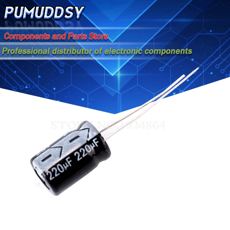 

50PCS Higt quality 25V220UF 6*12mm 220UF 25V 6*12 Electrolytic capacitor