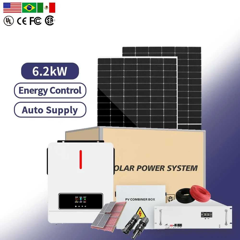 

Complete Hybrid Solar Energy System 1 Phase 5Kw 6kw 8000 Watts 48V on Off Grid Solar Panel System for Home