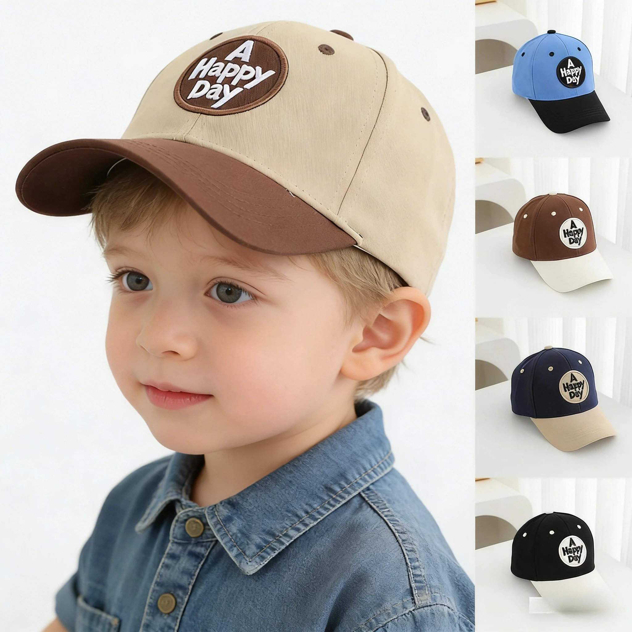 

Letter Patchwork Baseball Cap for Kids Summer Sunscreen Peaked Hat Vintage Toddler Boy Girl Sun Visor Hats