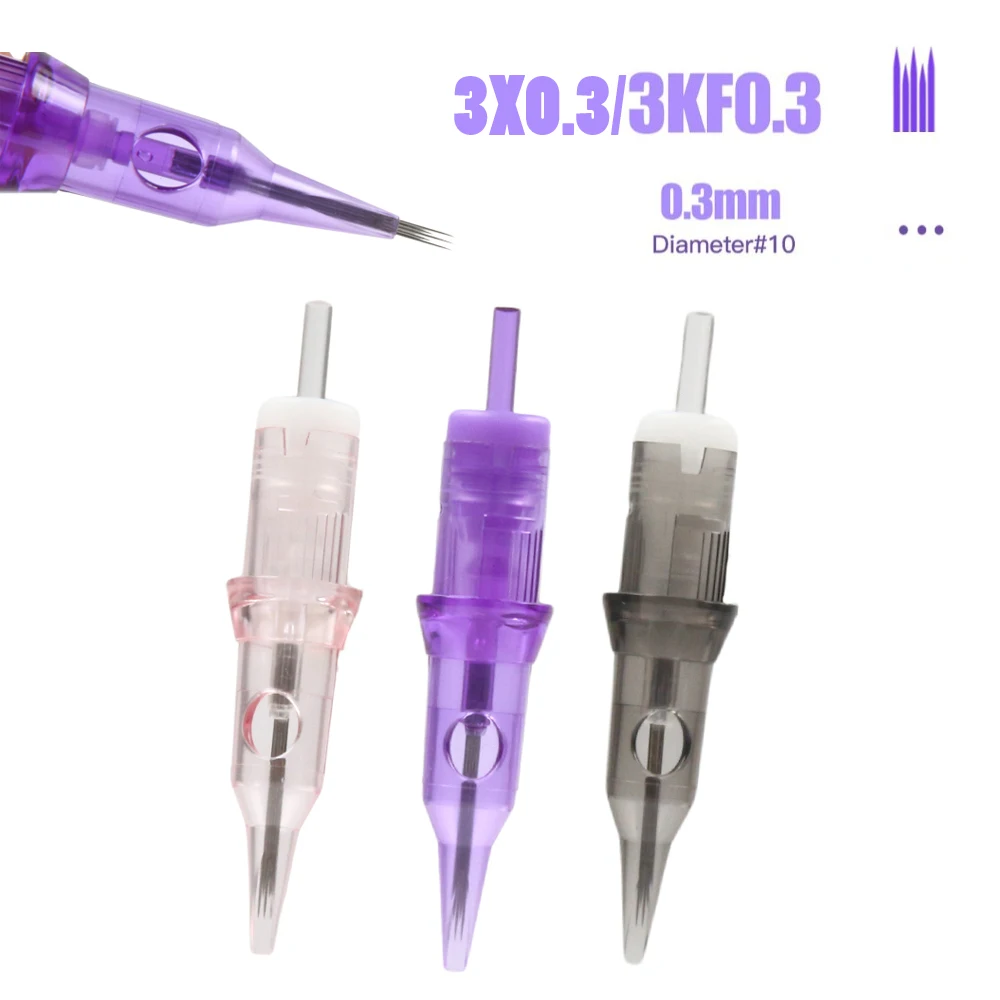 10/20/50PCS High Quality Tattoo Needle Cartridges Magnum 3X 3KF Standard Size 0.3MM Lip Make Up Tattoo Grip Safety Needles