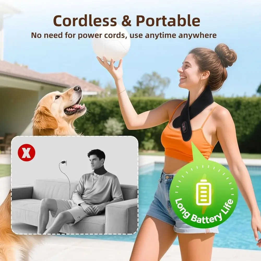 Heat Cordless Heating Massage Wrap Vibration Rechargeable Vibration Massager Neck Wrap 3-level Heat Extended Strap