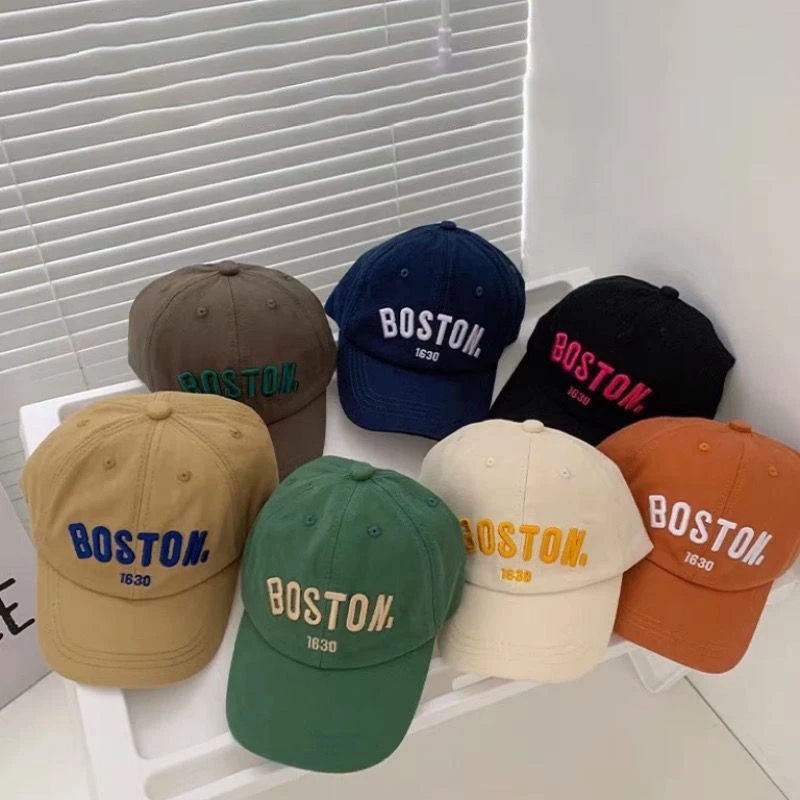 Fashionable Children's Baseball Cap Boston Embroidered Letter Hat All Match Casual Duckbill Cap For Boys