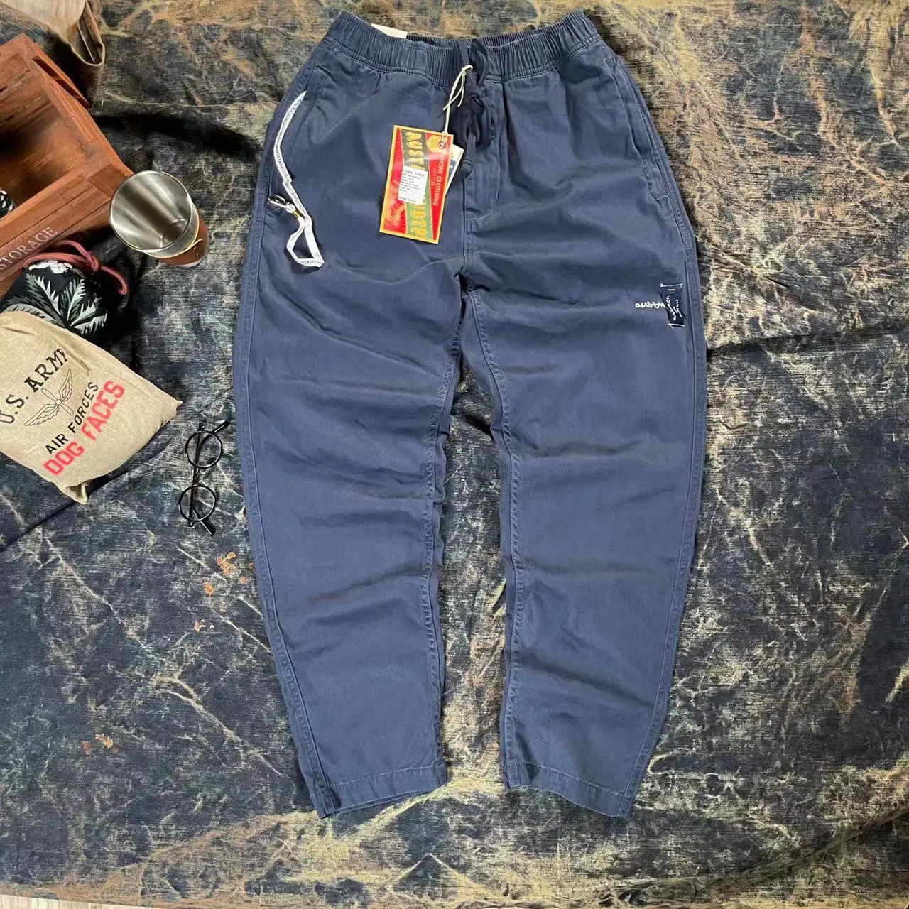 

Amekaji Style American Slight-Taper Work Pants - Men's Elastic Waist Straight-Leg Utility Casual Trousers 2025 Autumn Spring