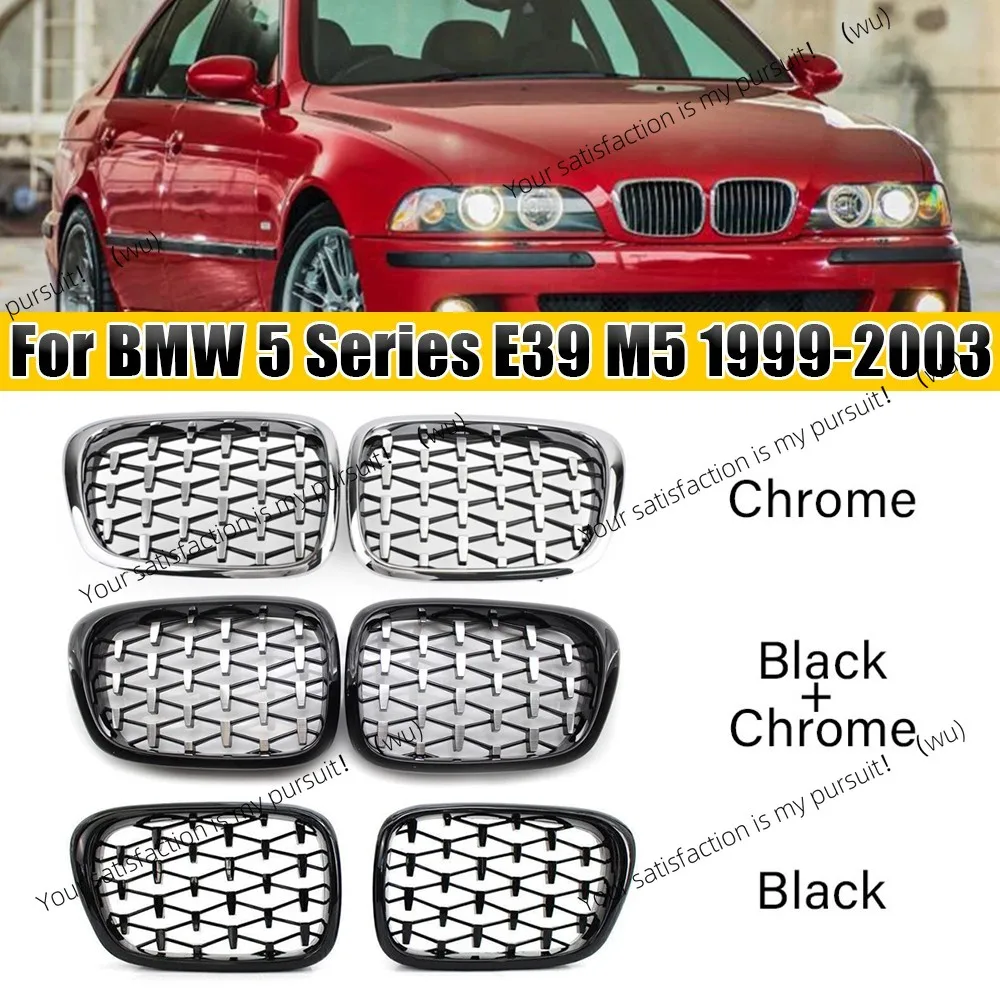 

For BMW 5 Series E39 525 528 530 535 1999-2003 Car Grille Front Kidney Grill Diamond Style Silver Black 51137005837 51137005838