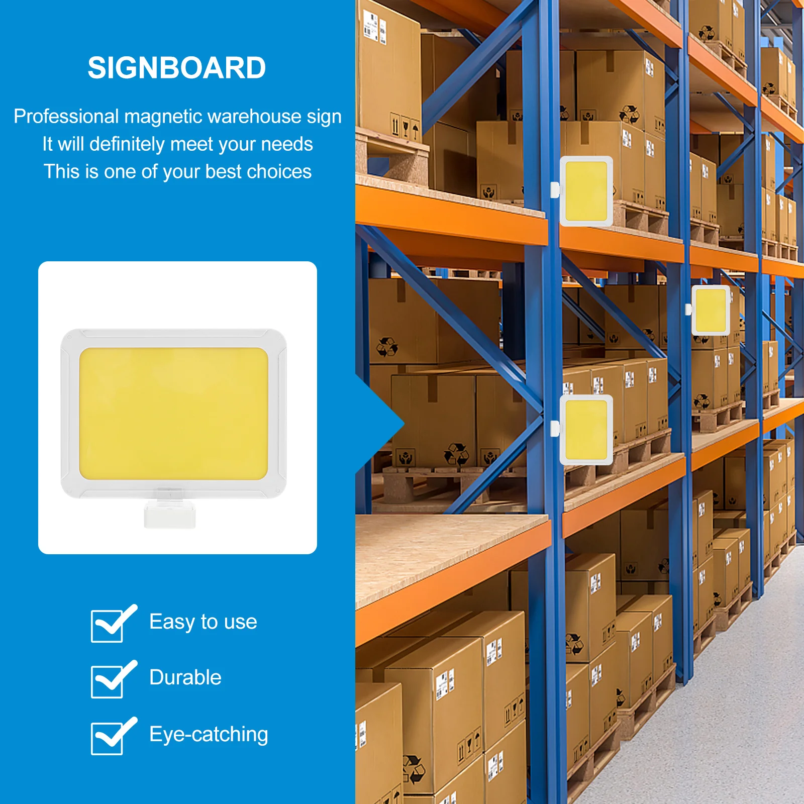 2pcs Magnetic Warehouse Sign Board Reusable Smooth Surface For Label Guide Classification Storage Organization Name Sign