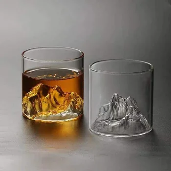 Taza de cristal creativa para visualización de montaña, taza japonesa de té de montaña, taza de agua de alta belleza para el hogar, 200/300ML