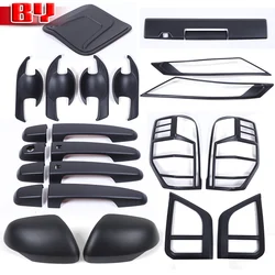 For Mitsubishi triton L200 2019-2023 ABS matt black Rearview mirror cover front rear lights coverDoor Handle Bowl Car Accessory