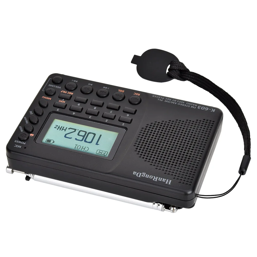 Registratore Digitale HRD 603 Radio Portatile USB con Display Digitale Ricaricabile Lettore Musicale Radio Stereo AM FM SW Banda Completa