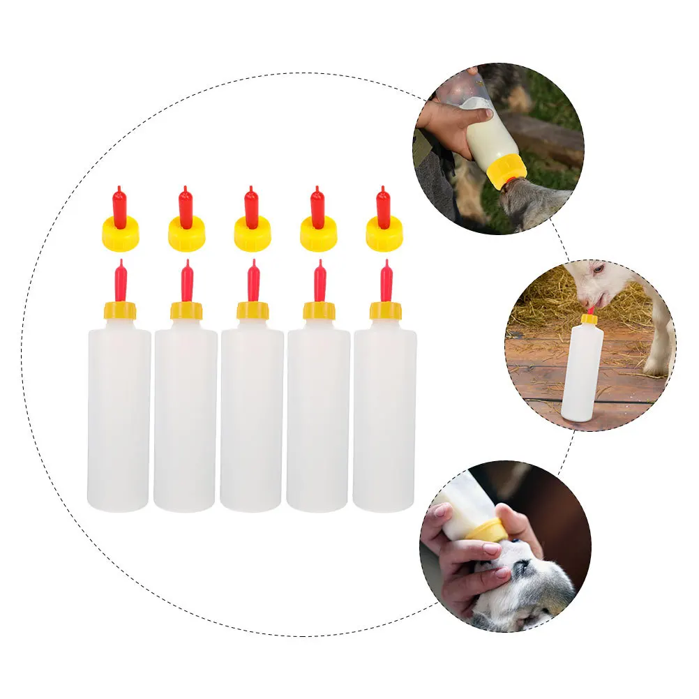 

5 set Lamb Milk Bottle With Pacifier Durable Goat Feeder For Calf Lamb Sheep Cow Puppy Kitten Livestock Feeding Supplies