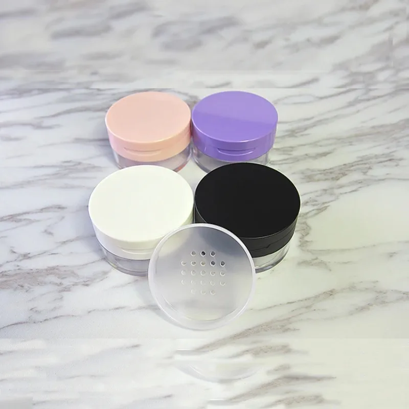 10/20/30pcs/lot 20g Empty Cosmetic Loose Powder Case Box & Sifter Puff mirror DIY Plastic Makeup Powder Compact Jar Pot Bottle