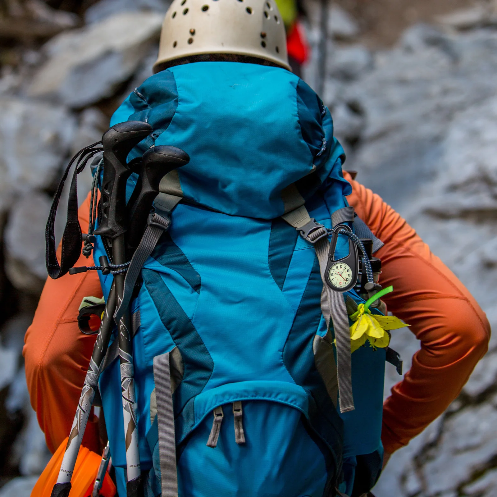 تسلق الجبال فوب ساعة سوداء الفلورسنت كليب على لتسلق المشي لمسافات طويلة التخييم في الهواء الطلق مغامرة والعتاد كليب ساعة الظهر