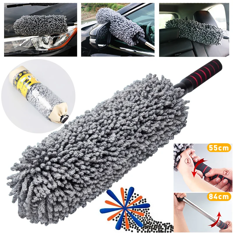 

Nanofiber Cotton Car Furniture Dust Brush 55-84cm Telescoping Car Washer Large Microfiber Car Cleaning Brush Body Duster Mop