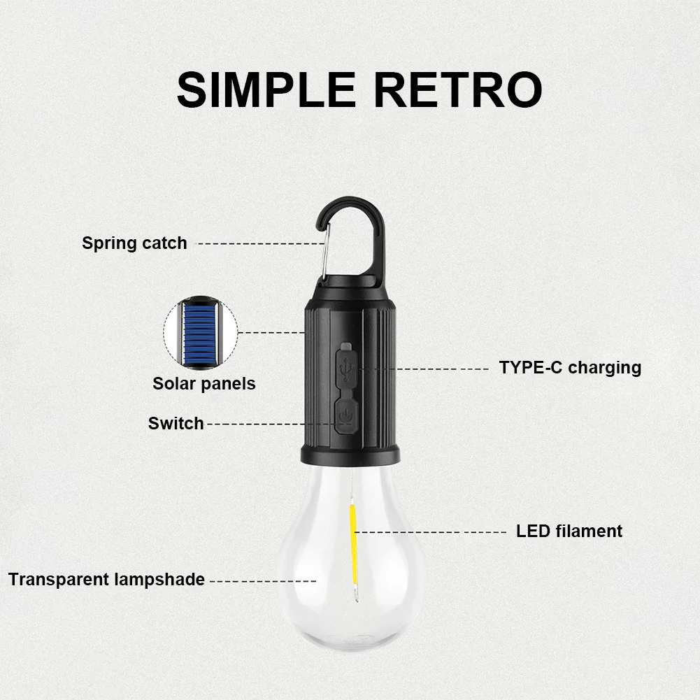 ソーラーパワーLEDキャンプランタン,USB充電,防水,ポータブル,100lm,屋外用,バーベキュー