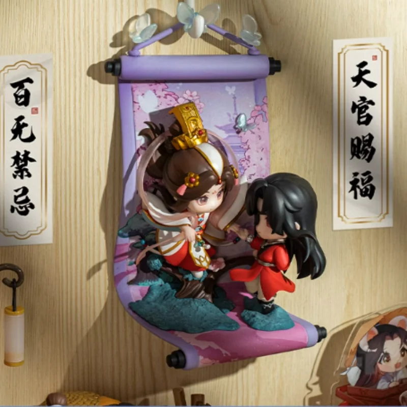 17cm Genuine TGCF Heaven Official's Blessing Anime Figure Hua Cheng San Lang Xie Lian Scroll Action Figure Q Version Model Toy