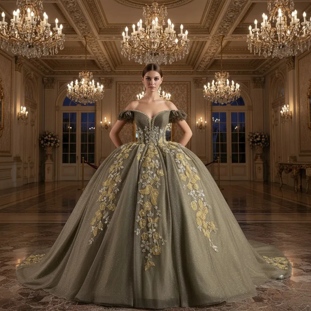 

Rosymae Olive Off-Shoulder Quinceanera Dress Elegantly Handmade Vestidos De 15 Anos Soirée Robes De Soirée Trendy Modest Design