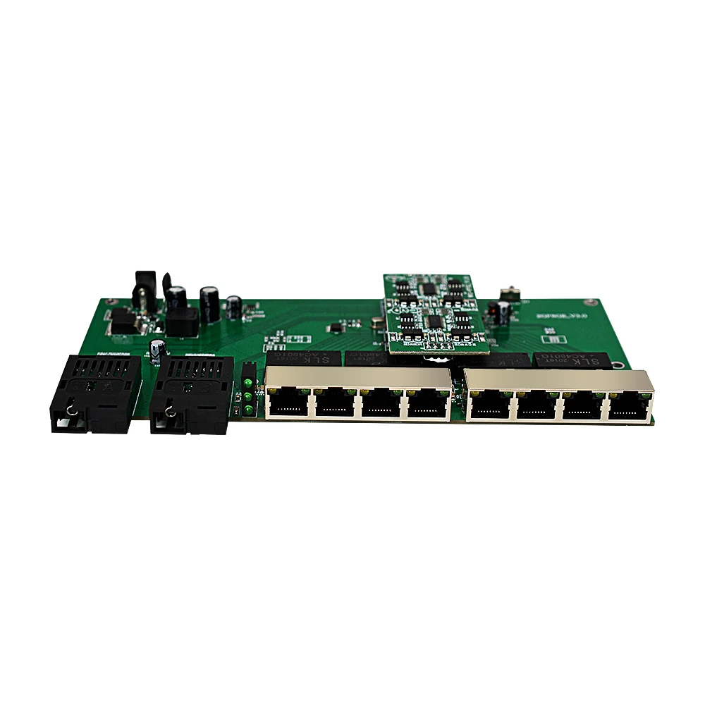 10/100/1000Mbps POE Switch 2SC Fiber+8Port Ethernet Power Over Ethernet  Standard 48V