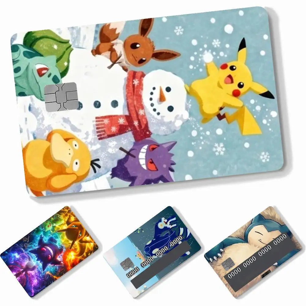 Game P-Pocket M-Monsters 4pcs Credit Card Skin Stickers Suitable for Bank Debit Subway Bus Transit Pass Decorative Cover view 2