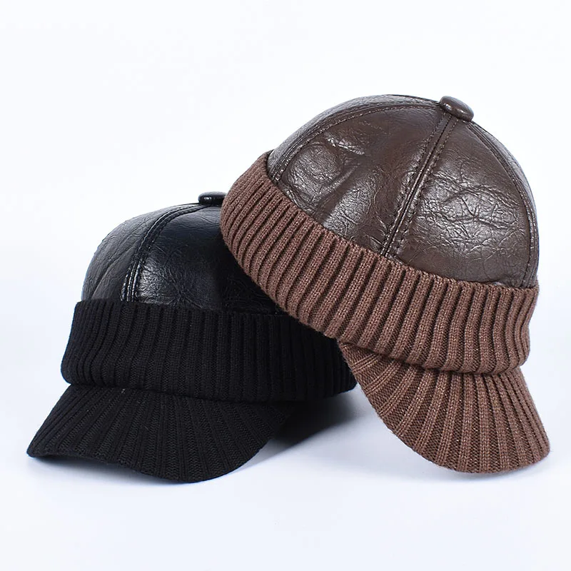 Winter Cap Man Russian Earflap Hat Autumn 2025 Ushanka Outdoor Warm Thick Fleece Lined Dad Hat Knitted Leather Baseball Caps